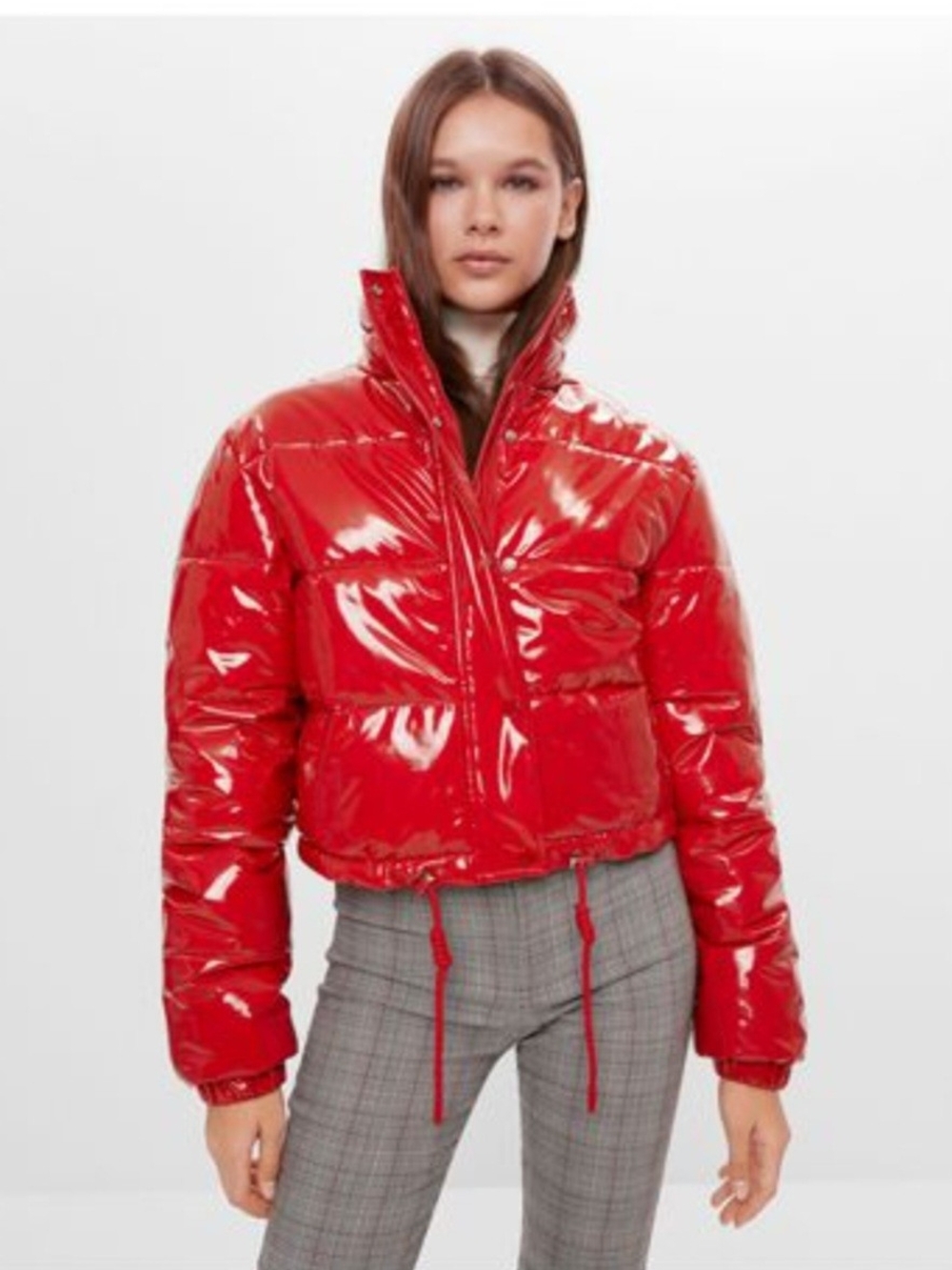 Vigoss Glossy Red Cropped Puffer Jacket - Women